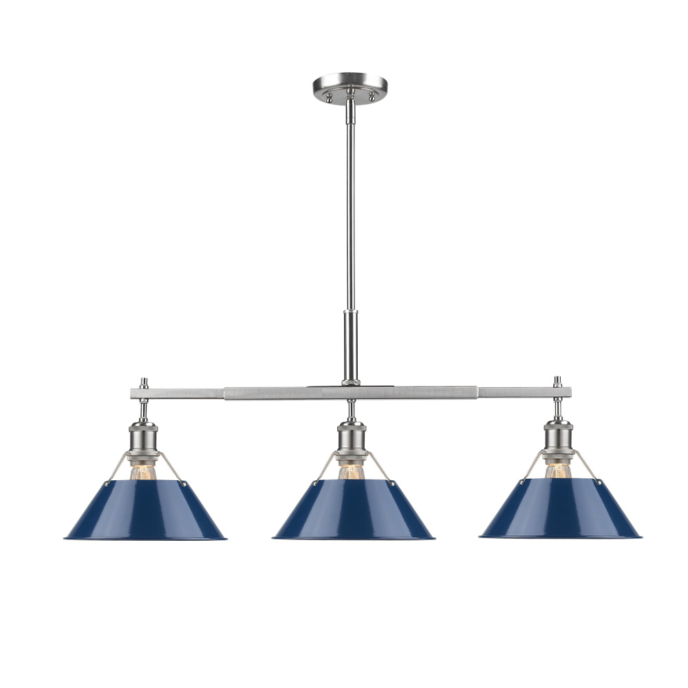 Yep by Golden Lighting Orwell 3-light Island Light in Pewter and Navy Blue shade